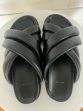 ANINE BING - Lizzie Black Puffy Black Lambskin Slide EU 39 US 8